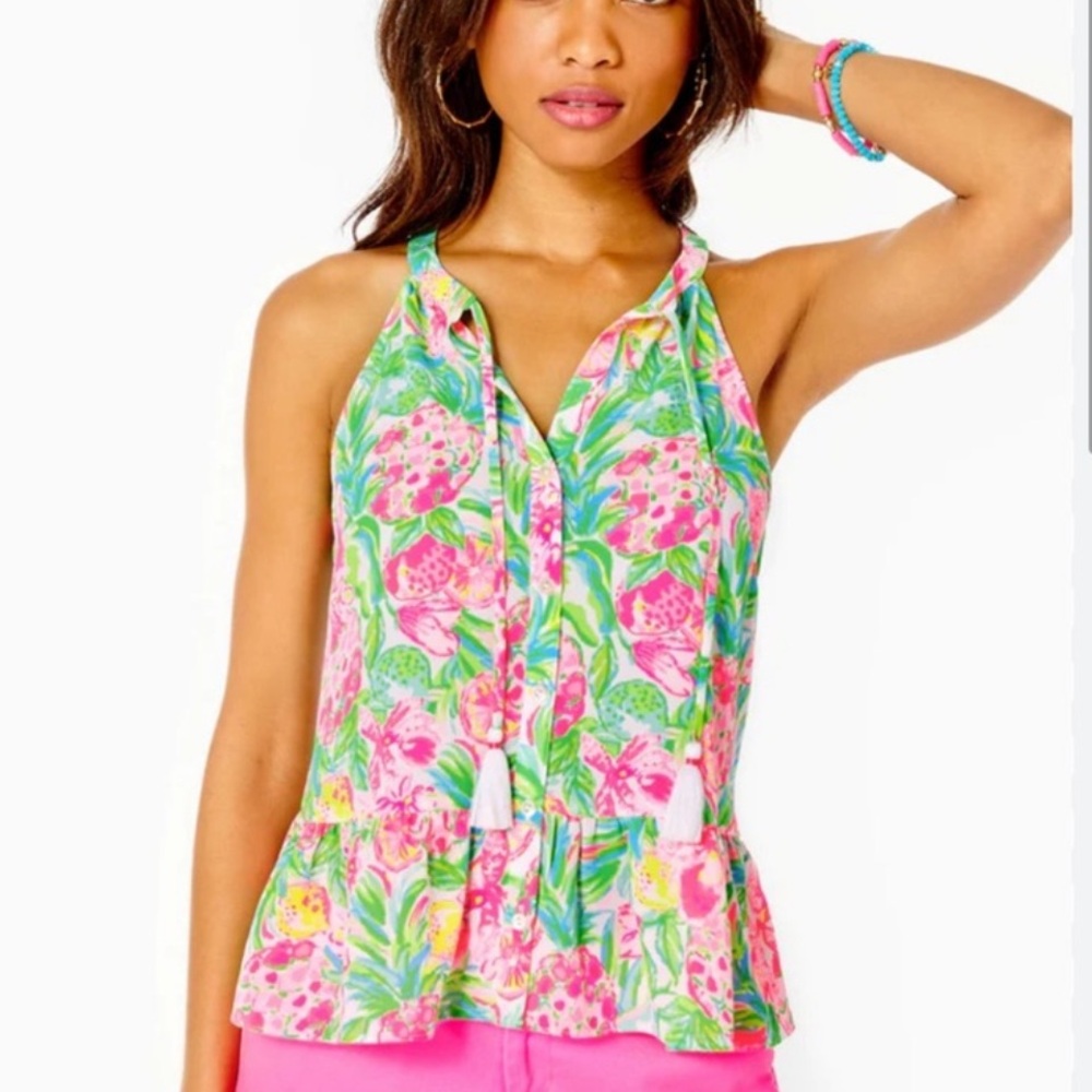 Lilly Pulitzer XS Caroline Top Pear Necessities